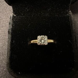 Vintage Antique .25ct Old Mined European Cut Round Diamond Engagement Ring